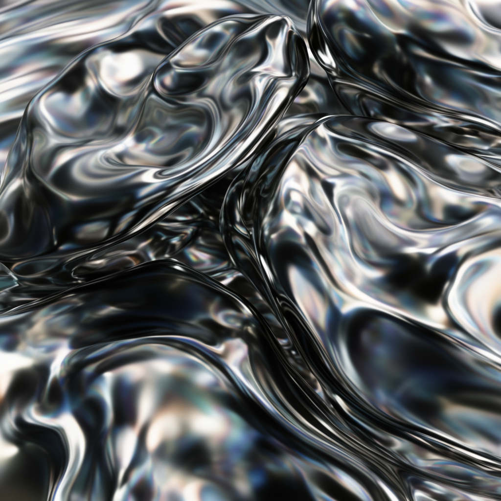 Flowing liquid chrome catching magenta and cyan light